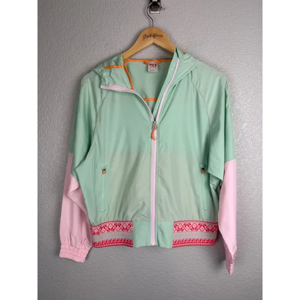 Kari Traa Silje Jacket Mint Light Green Windbreaker Full Zip Outdoor Hooded S